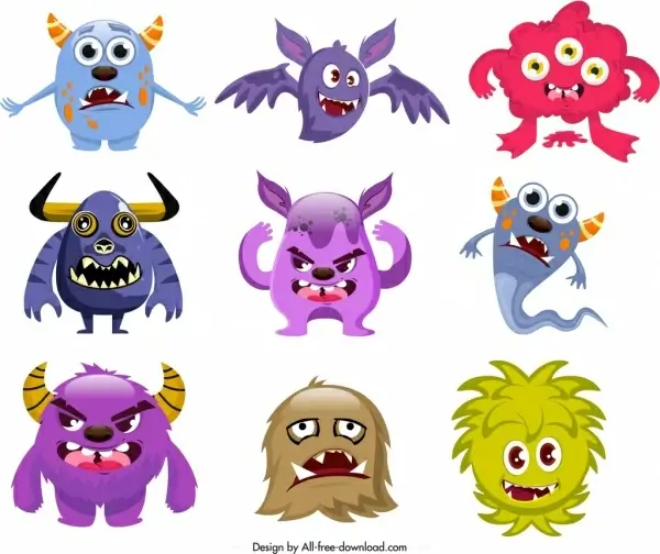 Monster icons collection funny cartoon characters sketch Vectors graphic  art designs in editable .ai .eps .svg .cdr format free and easy download  unlimit id:6841285