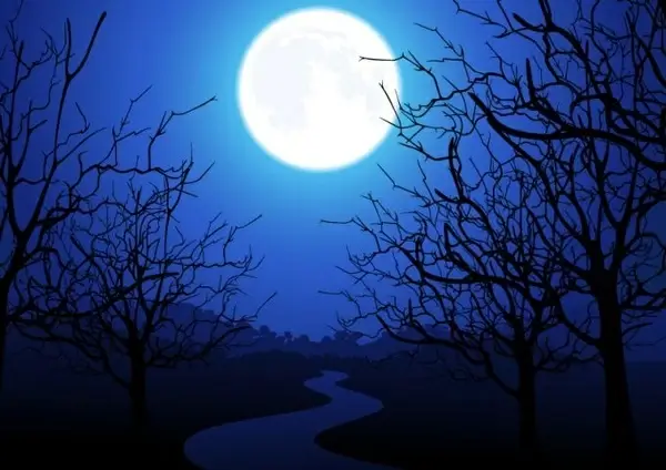 moonlight landscape drawing colored 3d design