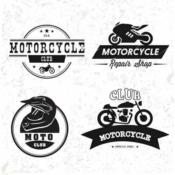 mortorcyle club logo collection flat vintage style