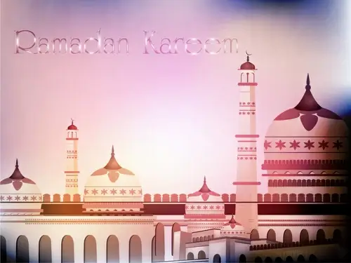 mosque landscapes design vector set