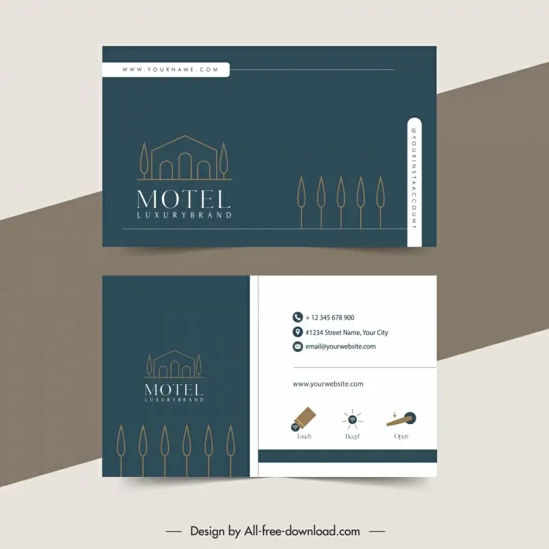motel business card template elegant flat contrast