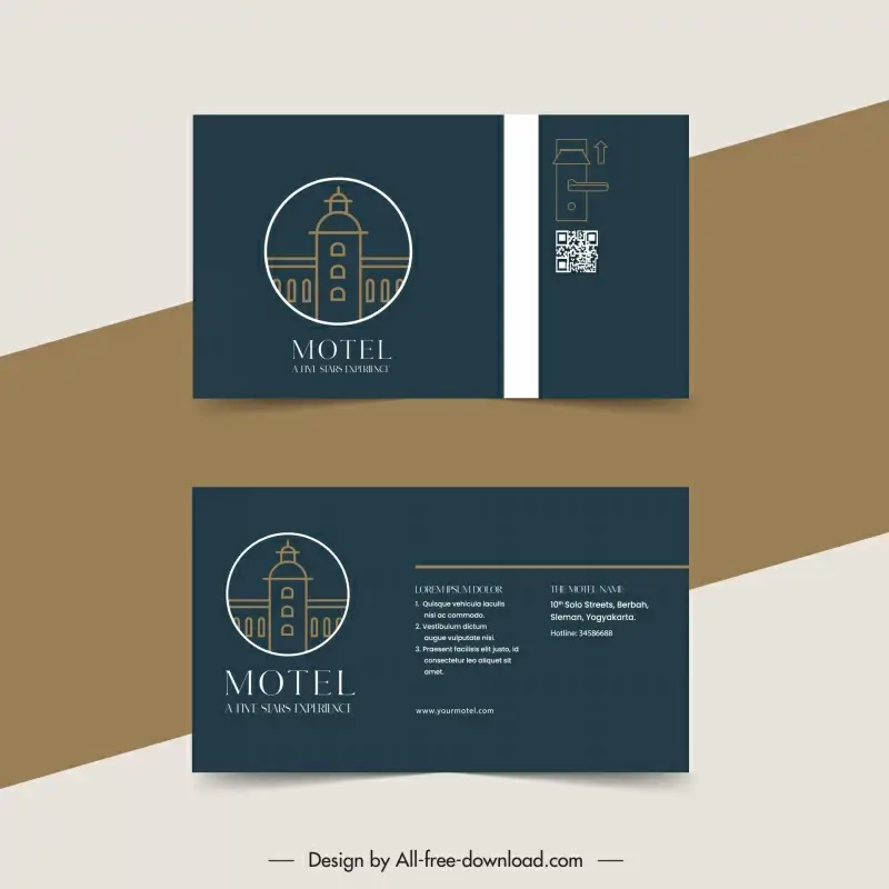 motel business card template flat dark geometry design
