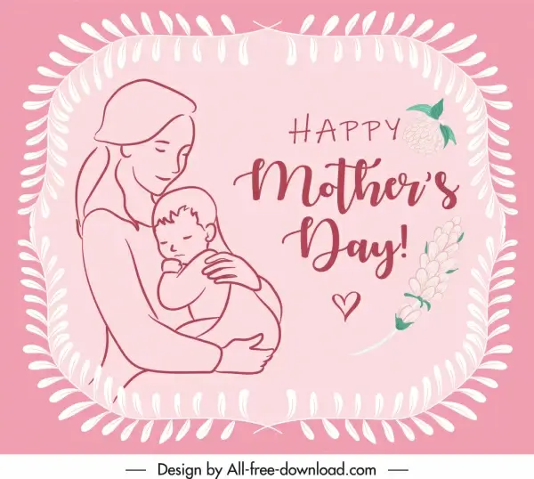 mother day banner elegant cute handdrawn sketch