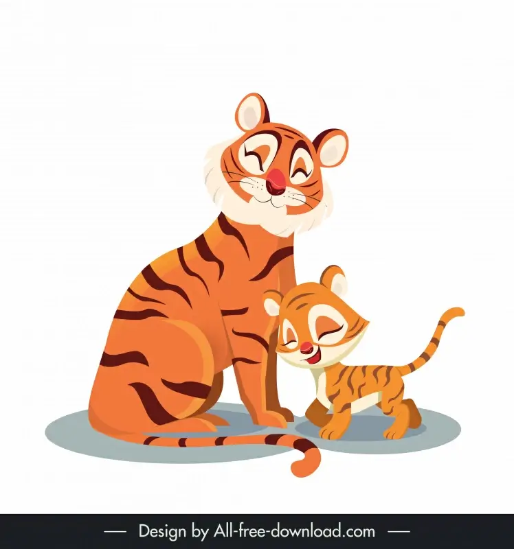 mother day design elements cute tigers cartoon 