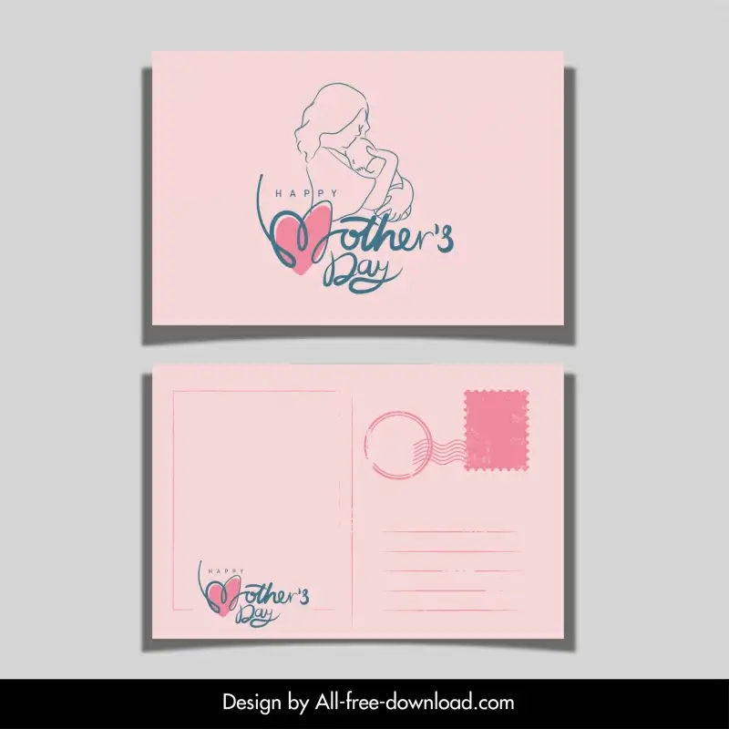 mother day postcard template classic handdrawn