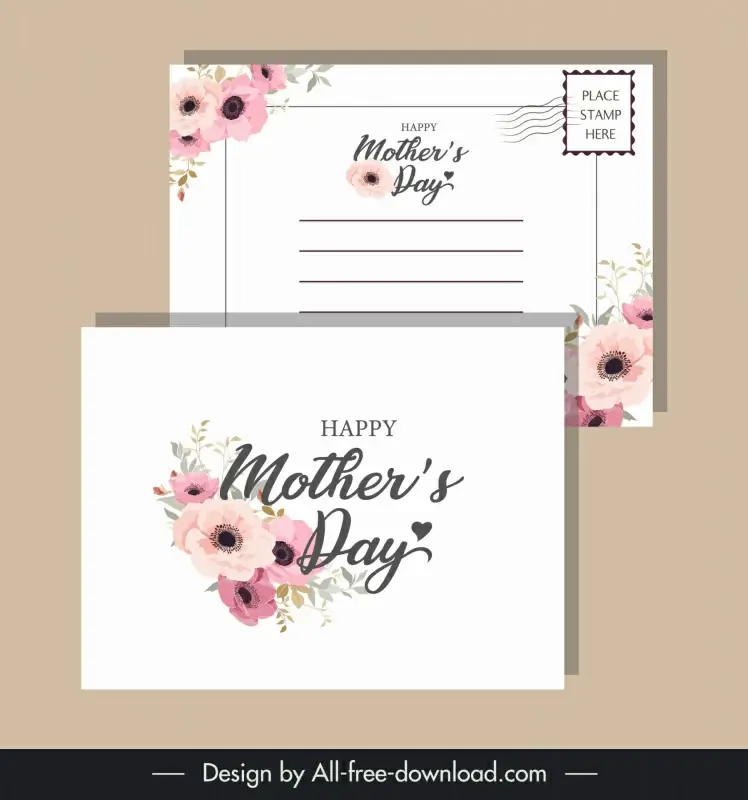 mother day postcard template elegant classic floral 