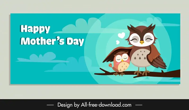 mother s day banner template cute owls cartoon