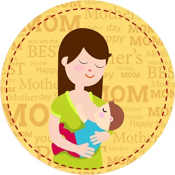 mothers day banner design with woman suckling child