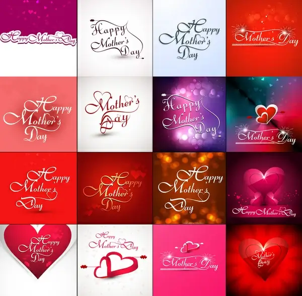 mothers day collection presentation hearts concept colorful card background vector