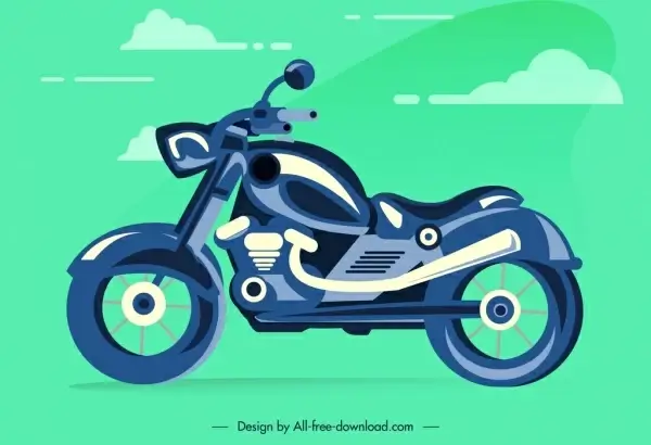 motorbike icon template colored flat sketch modern stylish