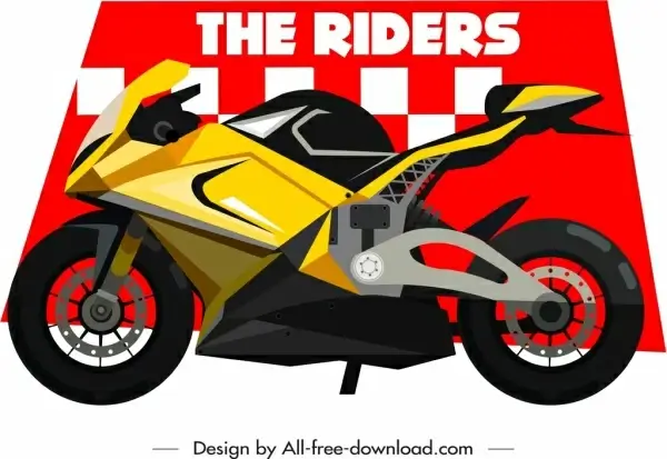 motorbike race banner template modern bike icon decor