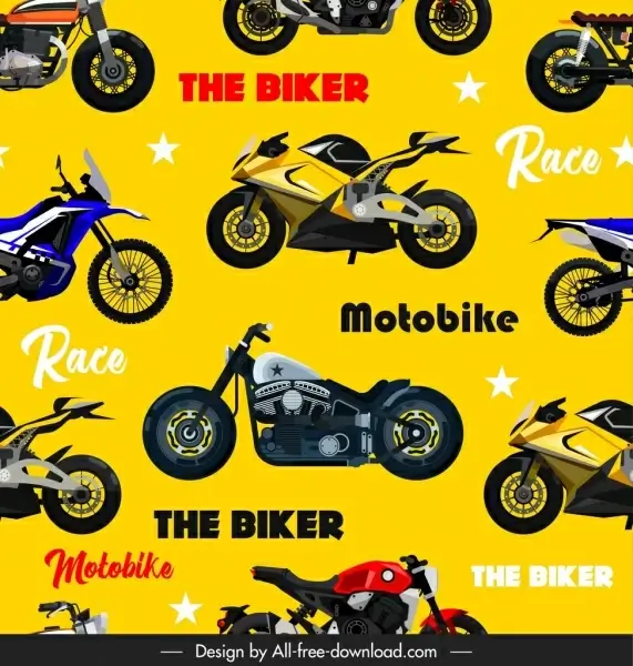 motorbikes pattern modern models sketch colorful repeating design