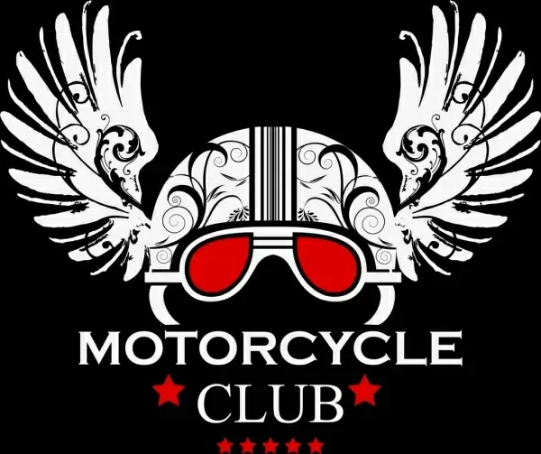 motorcycle club logo classical ornament helmet wings icons