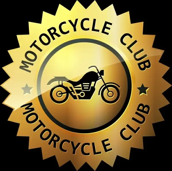 motorcycle club logo shiny golden circle design