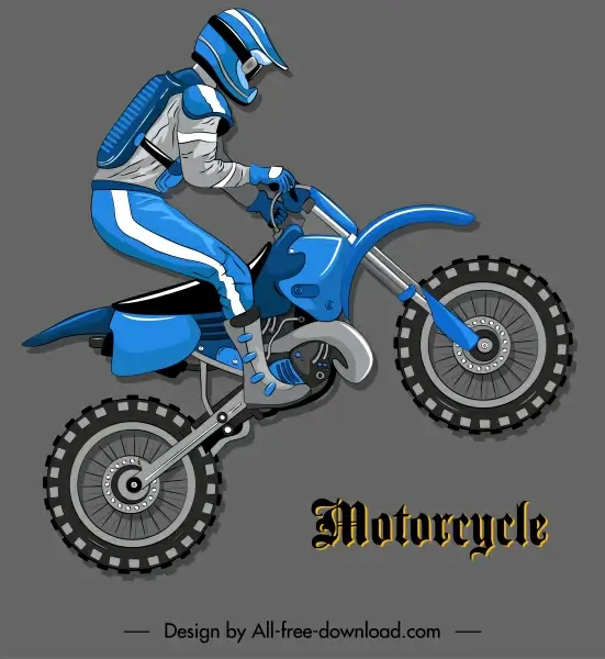 motorcycle racer icon dynamic design colored flat