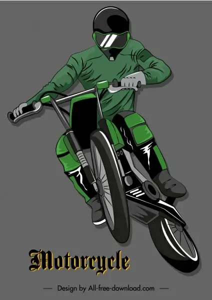 motorcycle racer icon modern dynamic 3d sketch