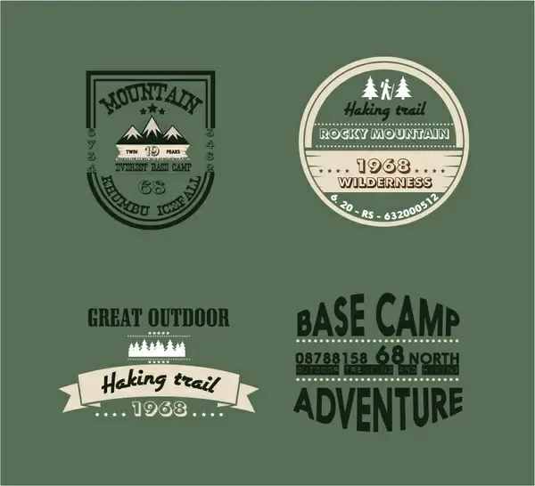 mountain adventures logos collection in vintage design