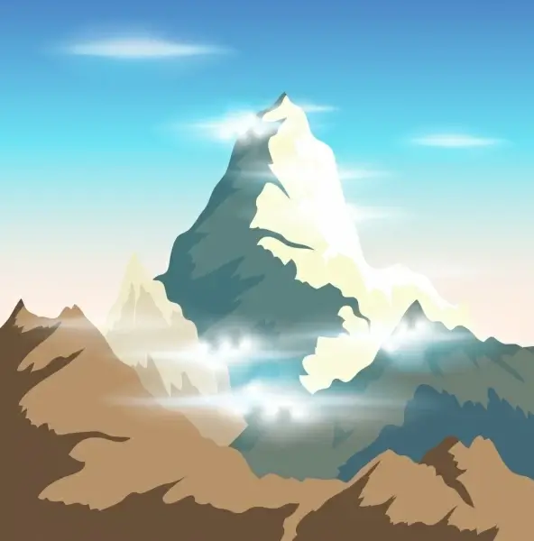 mountain background bright shiny cartoon design
