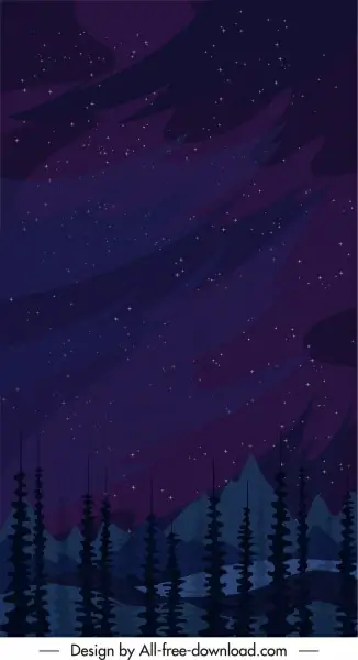 mountain background night sky sketch dark classic