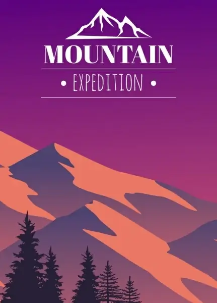 mountain exploring tour advertising dark violet design