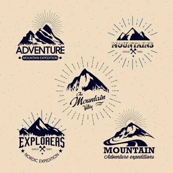 mountain logotypes collection classical design various shapes