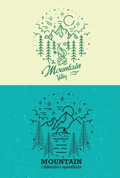 mountain valley logotype green handdrawn sketch