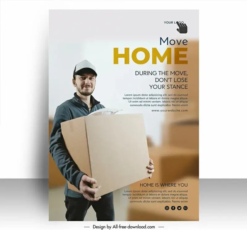 move home poster template man carrying box 