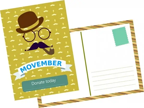 movember postcard template old man and mustache pattern