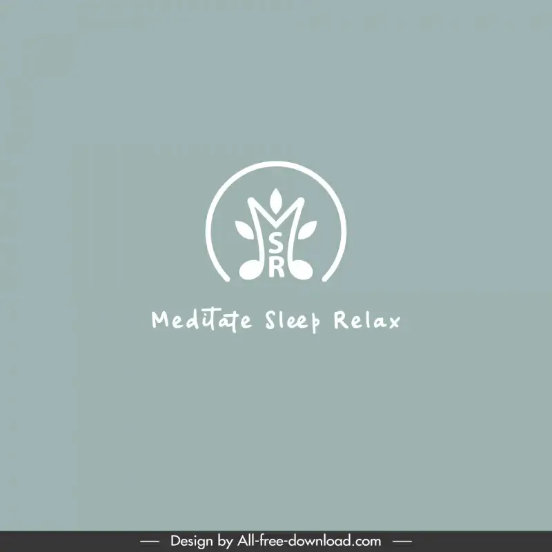 msr meditate sleep relax logo template flat classical symmetric stylized texts circle outline 