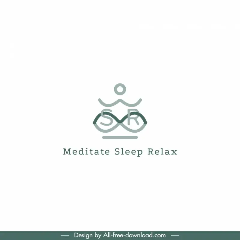 msr meditate sleep relax logo template flat symmetric geometric shape outline 