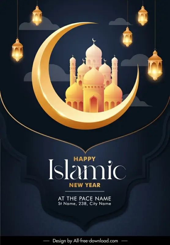 muharram poster template contrast elegant islamic elements 
