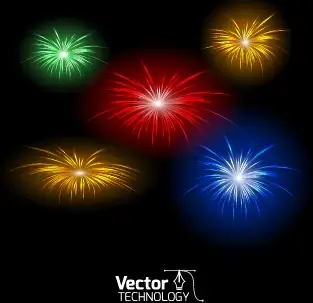 multicolor fireworks exploding background vector
