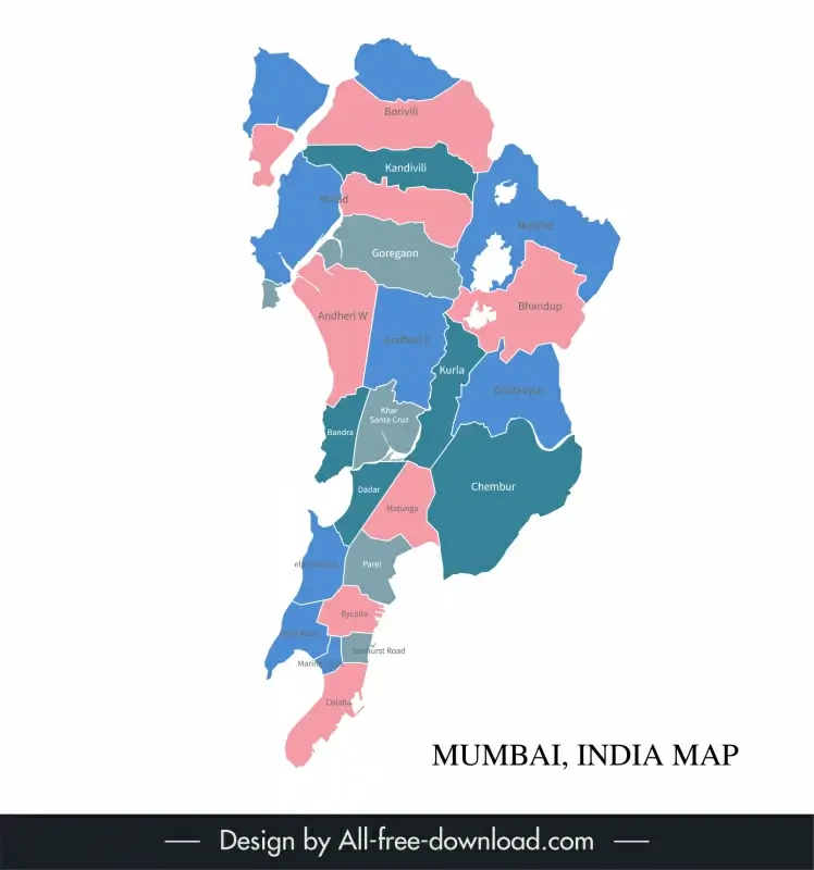 mumbai map backdrop template flat classical sketch