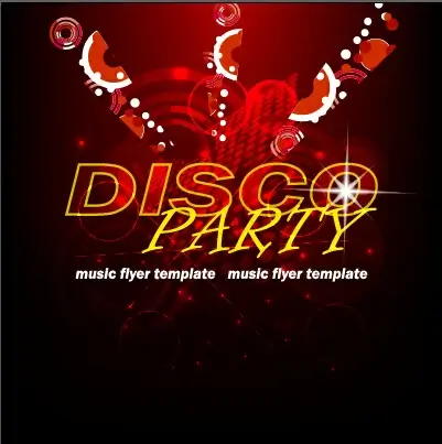 music disco party flyer design vector