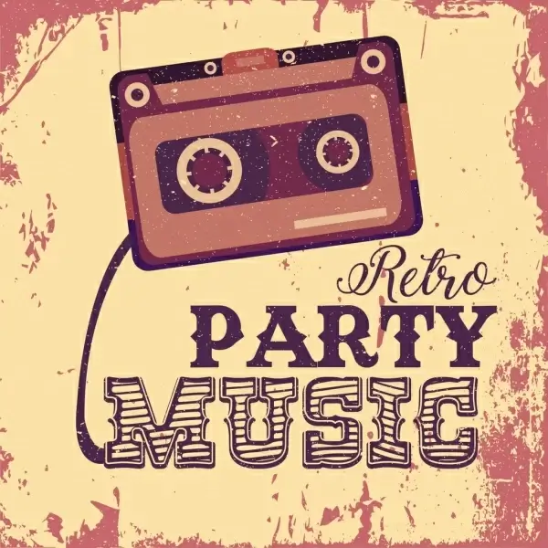 music party banner grunge retro decor cassette tape