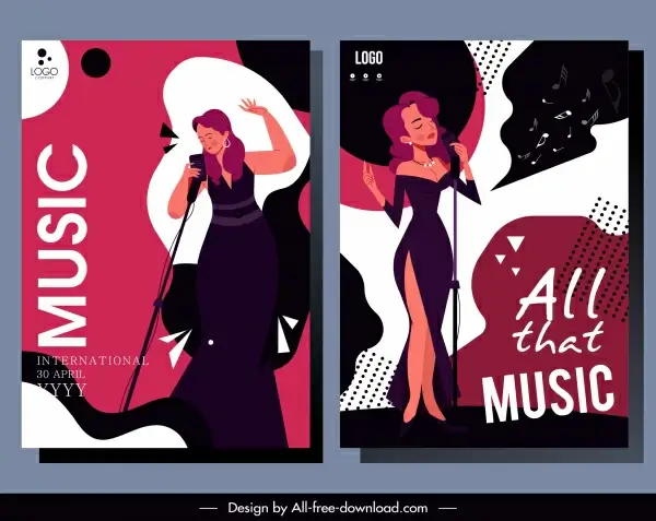music poster templates dark colorful classic sketch