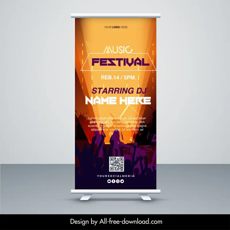 music show banner template design modern dynamic roll up shape