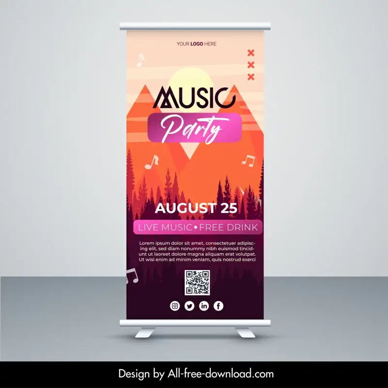 music show banner template flat dynamic silhouette standee