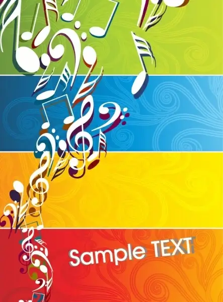 music background colorful dynamic notes decor