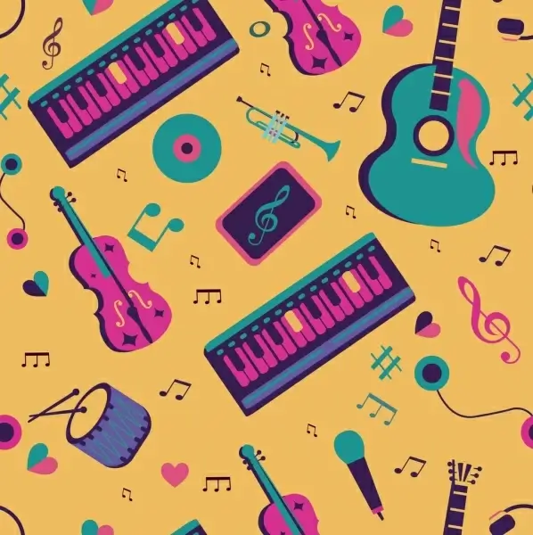 musical pattern instruments icons classical decor