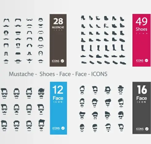 mustache11 shoes11 face icons vector