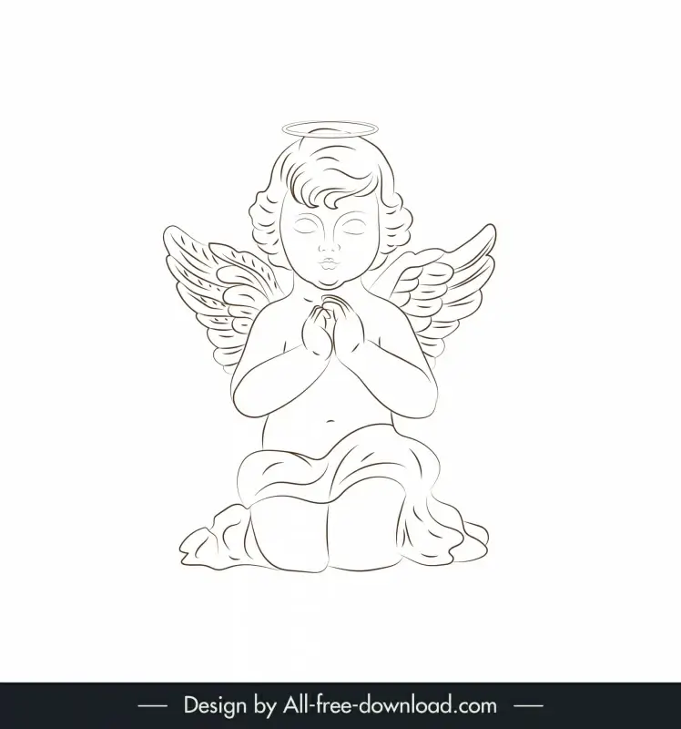 my little angel confection icon praying sketch cute handdrawn outline
