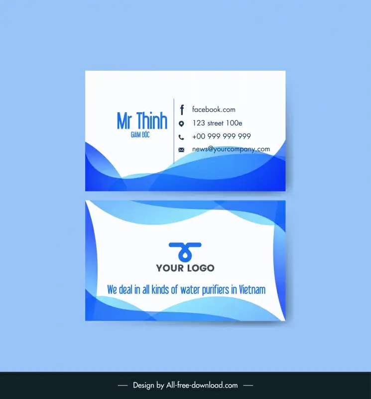 name card  all kinds of water purifiers template modern elegant design 