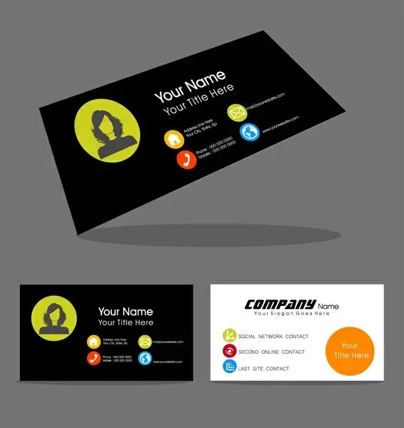 name card design with portrait on contrast background
