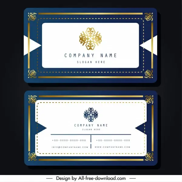 name card template elegant blue white symmetric border