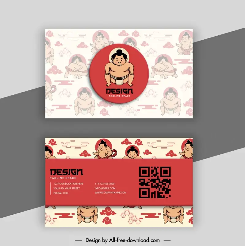 name card template japan sumo elements