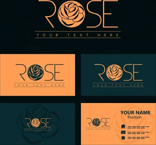 name card template rose logotype design