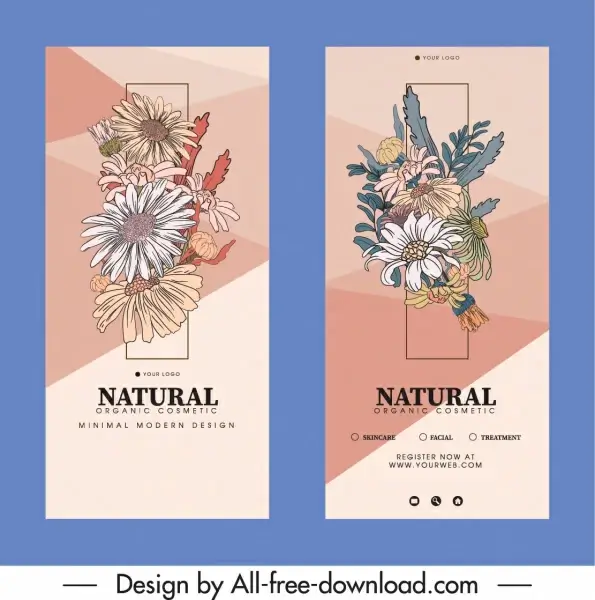 natural floral flyers templates elegant retro decor