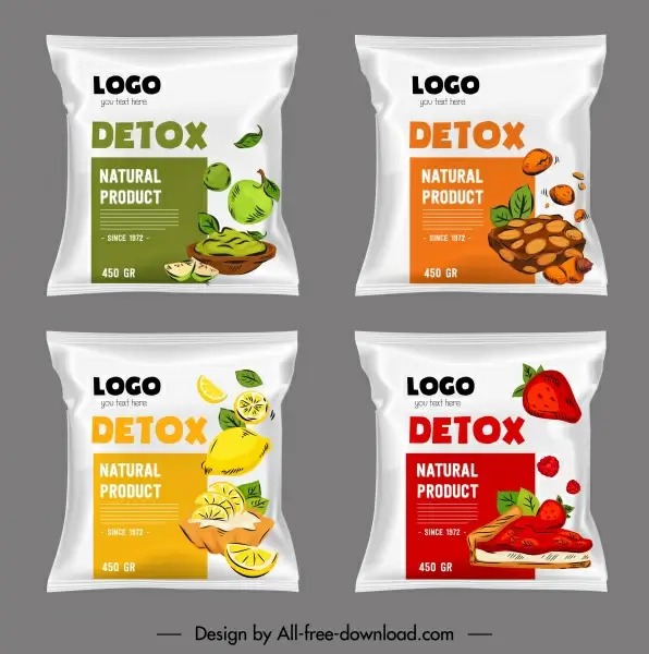 natural food package template colored dynamic handdrawn