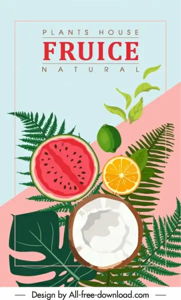 natural fruits background colorful flat classic design